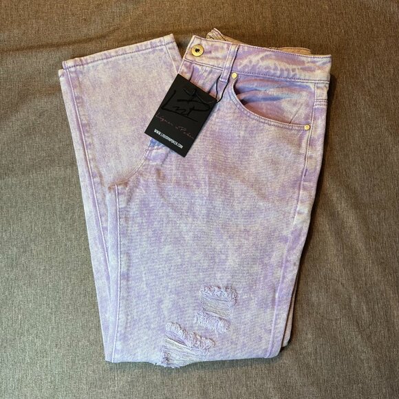 NWT Liquor Poker Purple Acid Wash Distressed Denim Streetwear Grunge - Size 34 - Picture 8 of 9